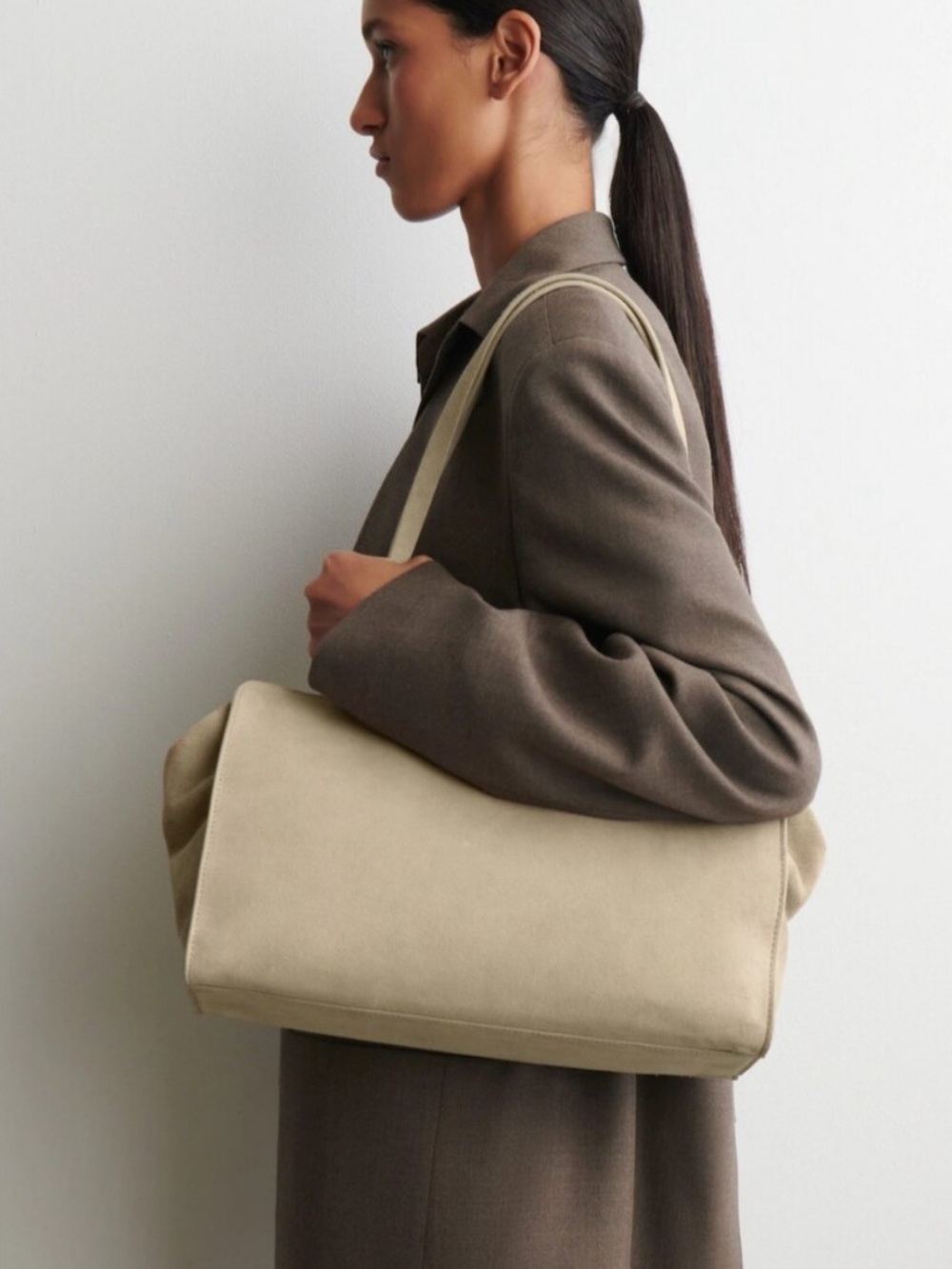 COS Bowling Bag Marais Suede in Cappuccino Color